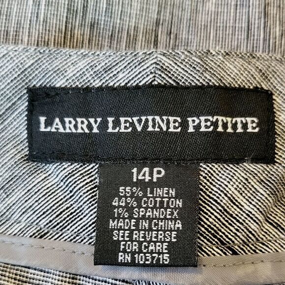 Larry Levine Petite Black & White Stripe Linen Stretch Cropped Pants Size 14P - Picture 9 of 13